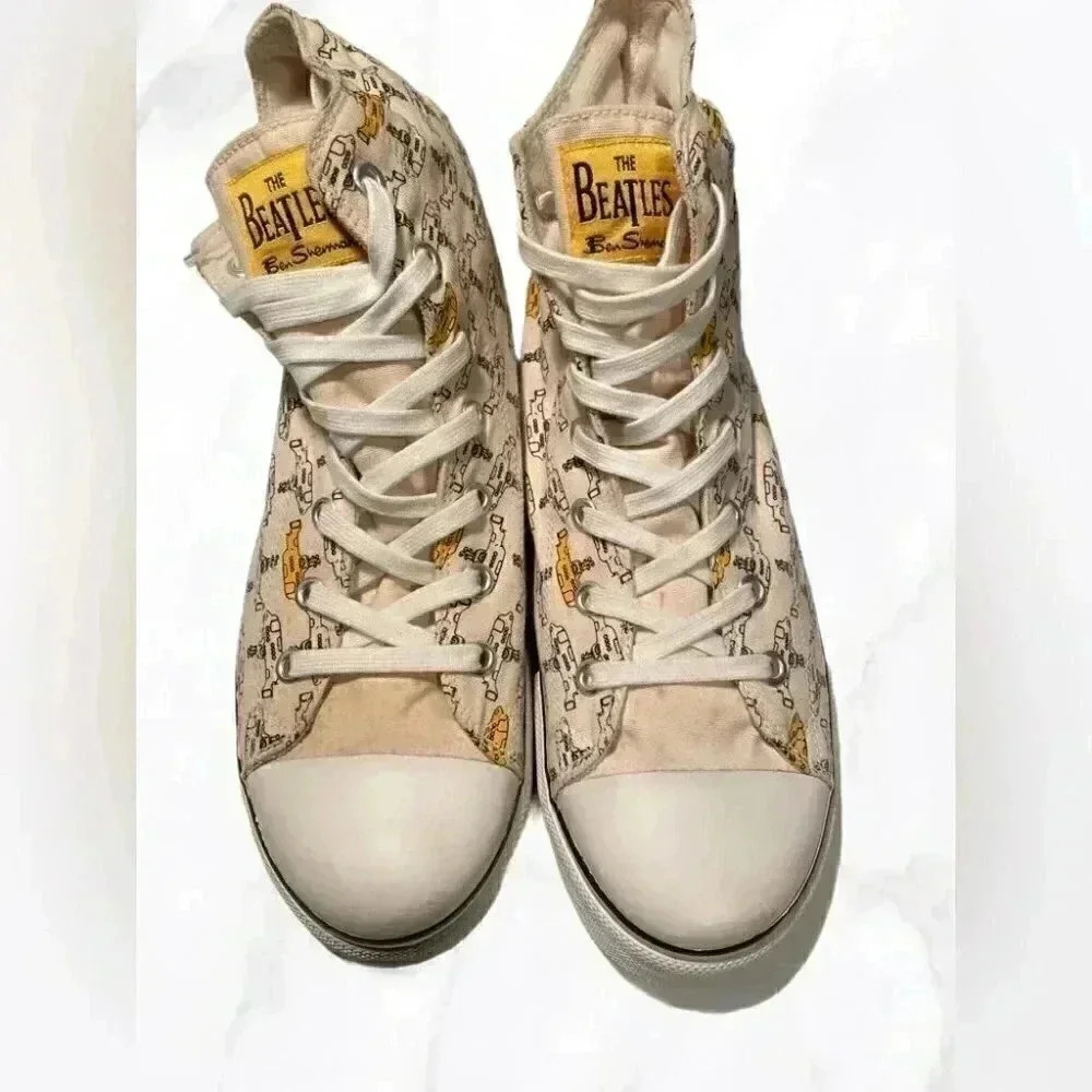 Ben Sherman x Beatles yellow and cream laceup ankle casual sneakers 12